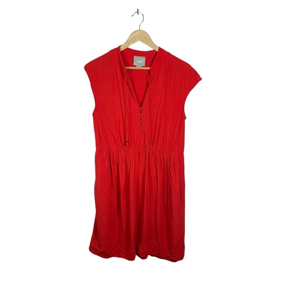 Anthropologie Maeve Women’s Rayon Button Front Mini Dress in Red Size M - Picture 1 of 10